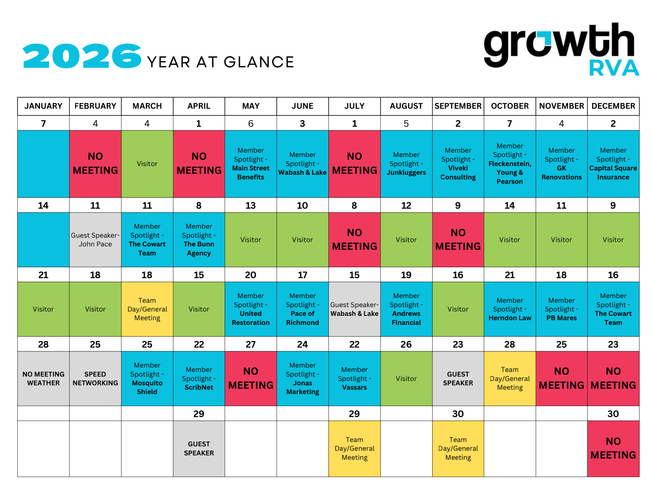 Growth RVA - 2026 Calendar